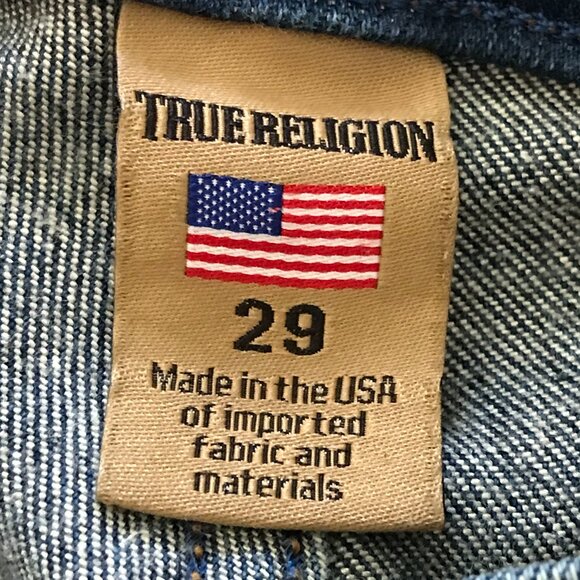 True Religion Becca Boot Cut Jeans Women 29 Blue Mid Rise Raw Hem Stretch 16777 - Picture 3 of 12